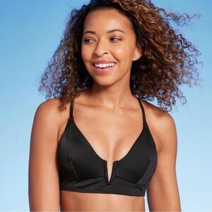 Shade & Shore Ribbed Longline V-Wire Bikini Top